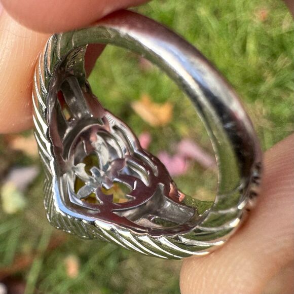 VINTAGE JUDITH RIPKA STERLING SILVER CITRINE HEART RING Size 8 Statement Jewelry - Picture 13 of 15